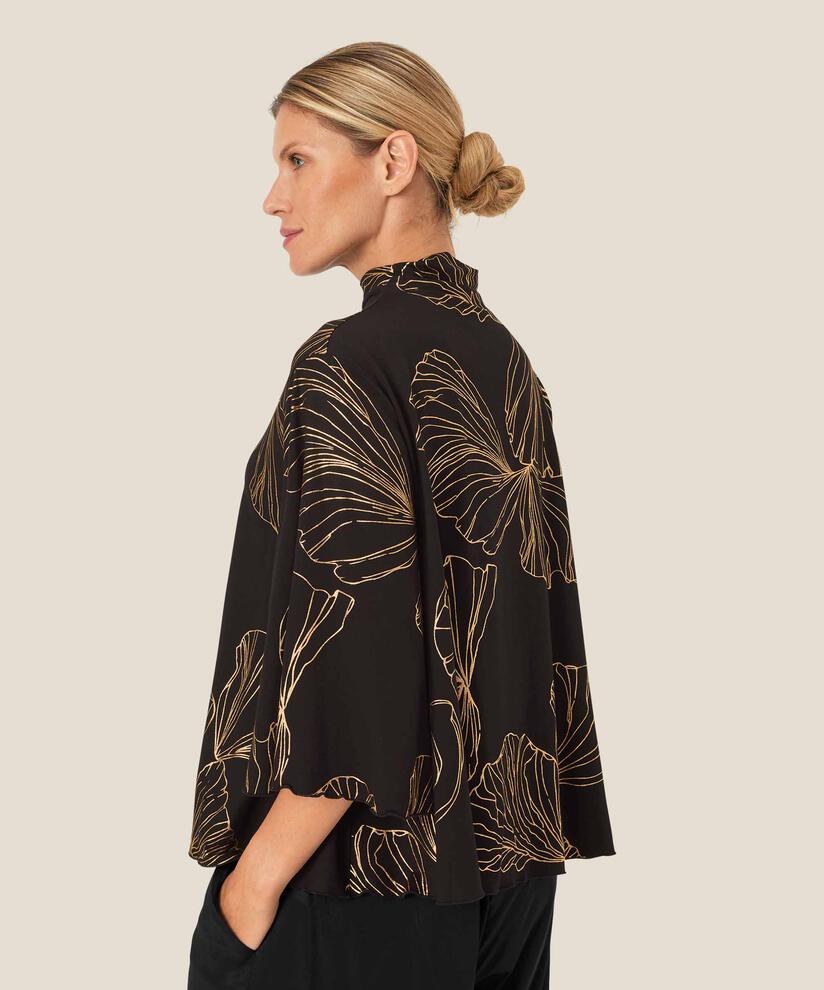 top en jersey imprimé à manches chauve-souris, Gold