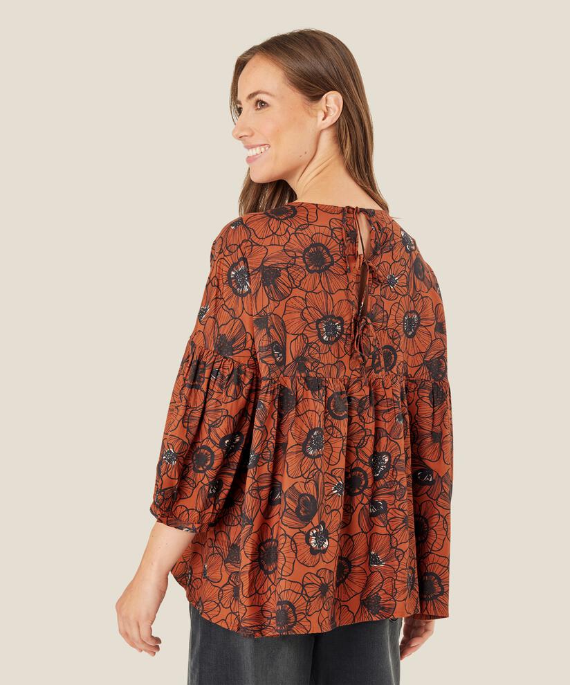 blouse en viscose fleurie avec liens au dos, Picante