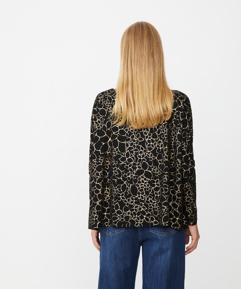 top en jersey oversize à manches étroites et imprimé doré, Gold
