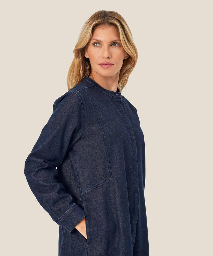 robe en jean avec patte de boutonnage cachée, Dark Denim