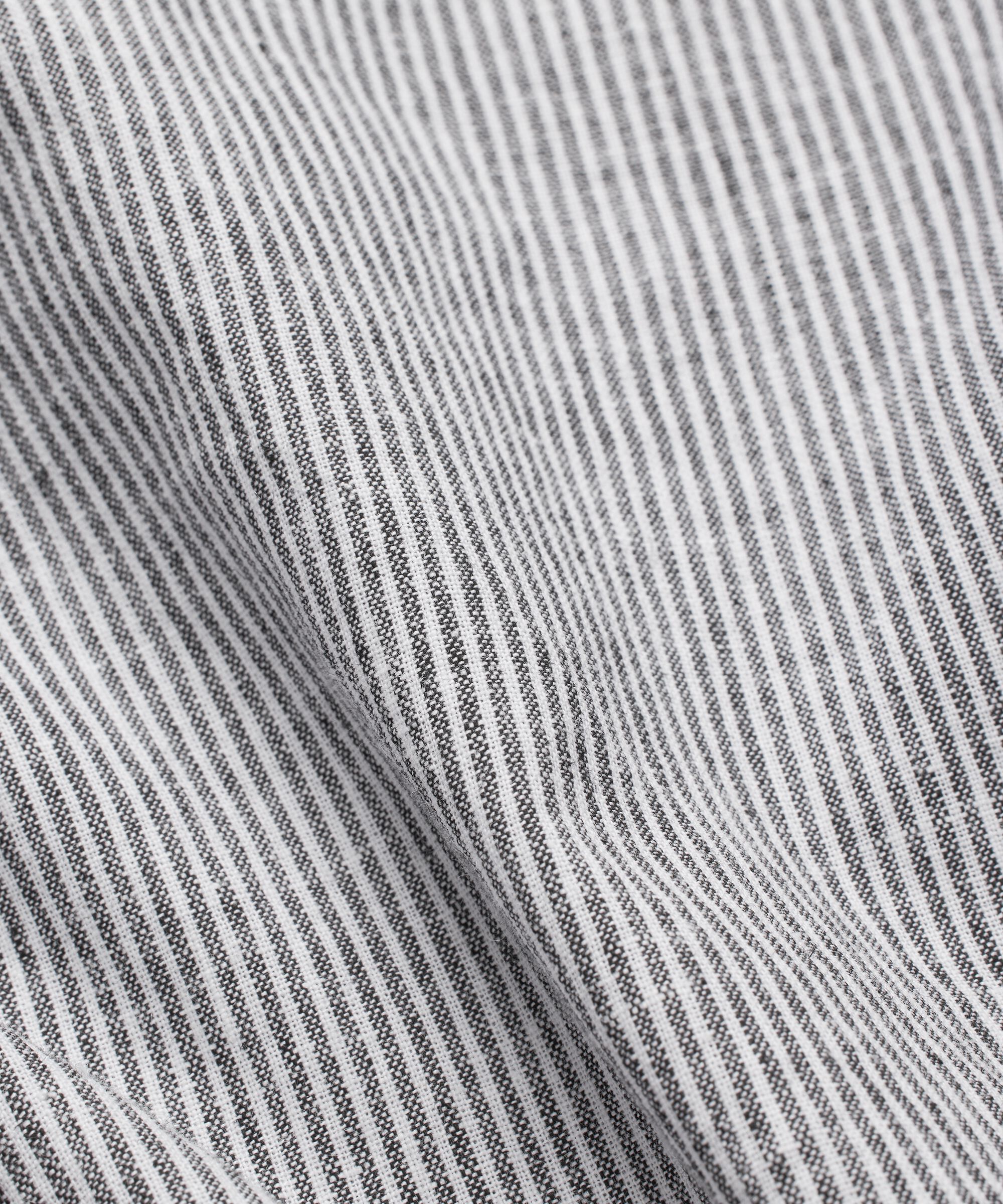 pantalon rayé en mélange de lin avec élastique au dos, Black