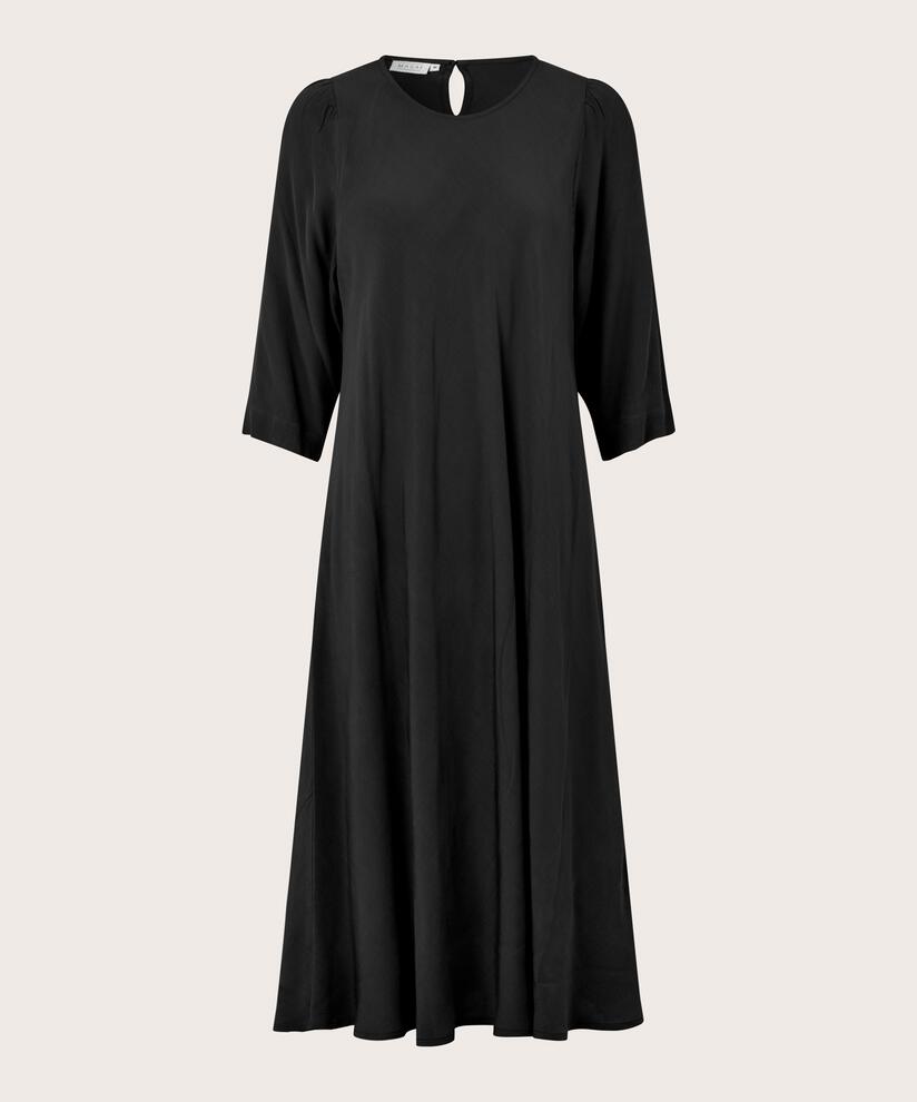 ROBE EN VISCOSE MANCHES TROIS-QUARTS, Black