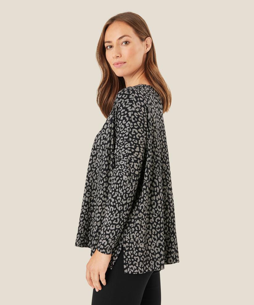 Top oversize en jersey imprimé, Steel Grey