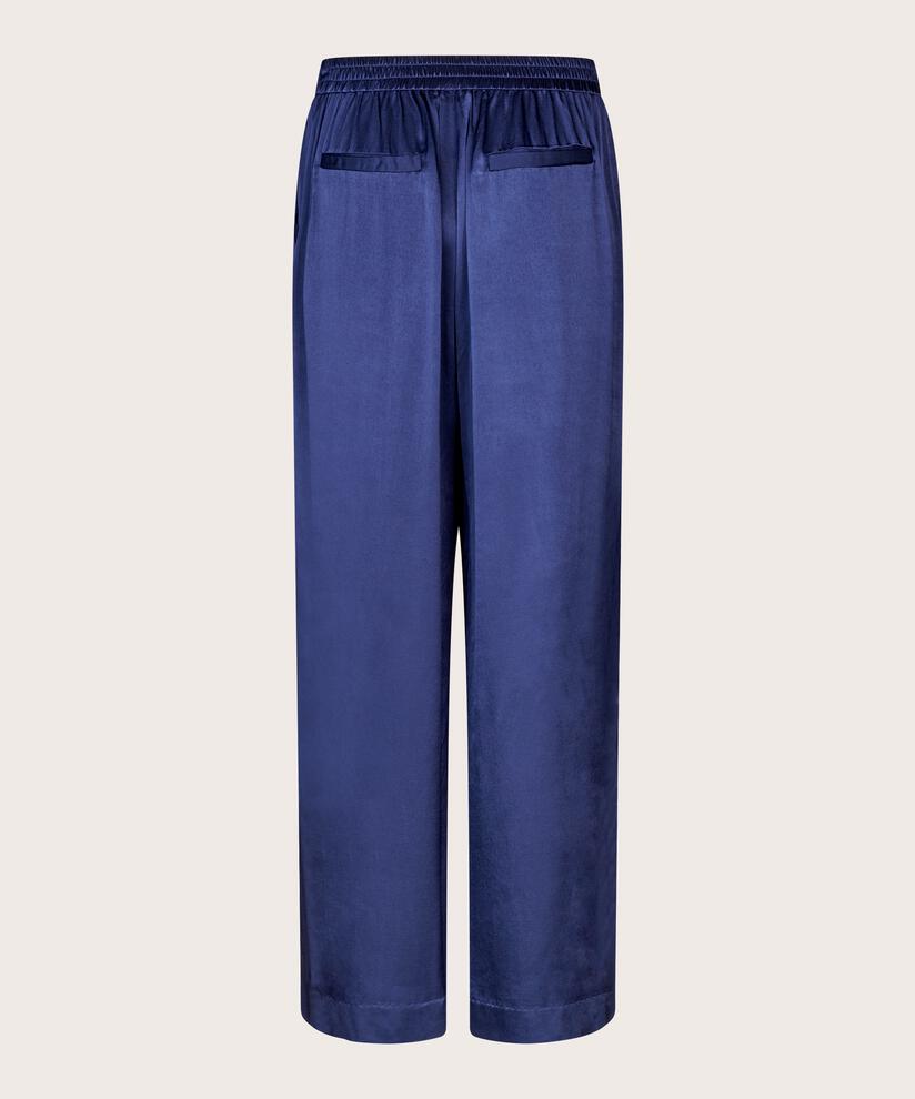 Pantalon Brillant En Satin De Viscose, Medieval blue