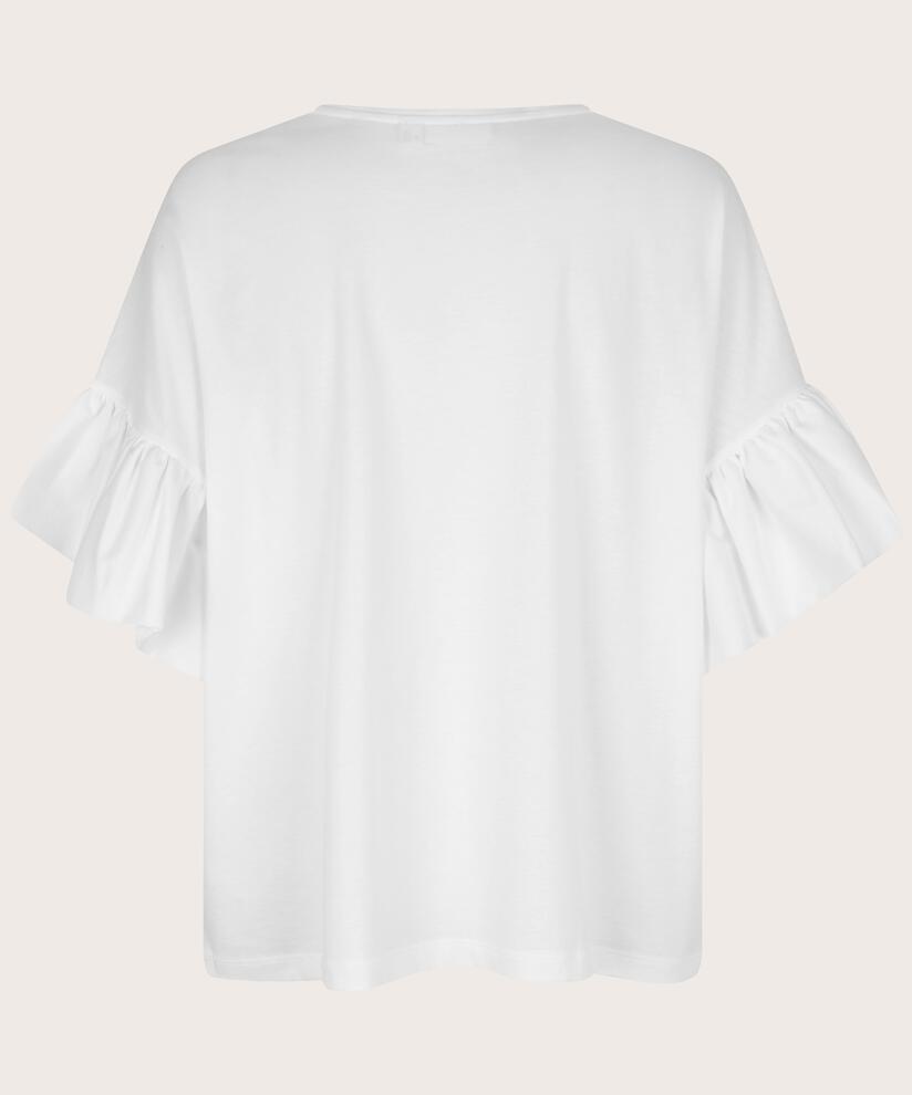 t-shirt à manches volantées, White