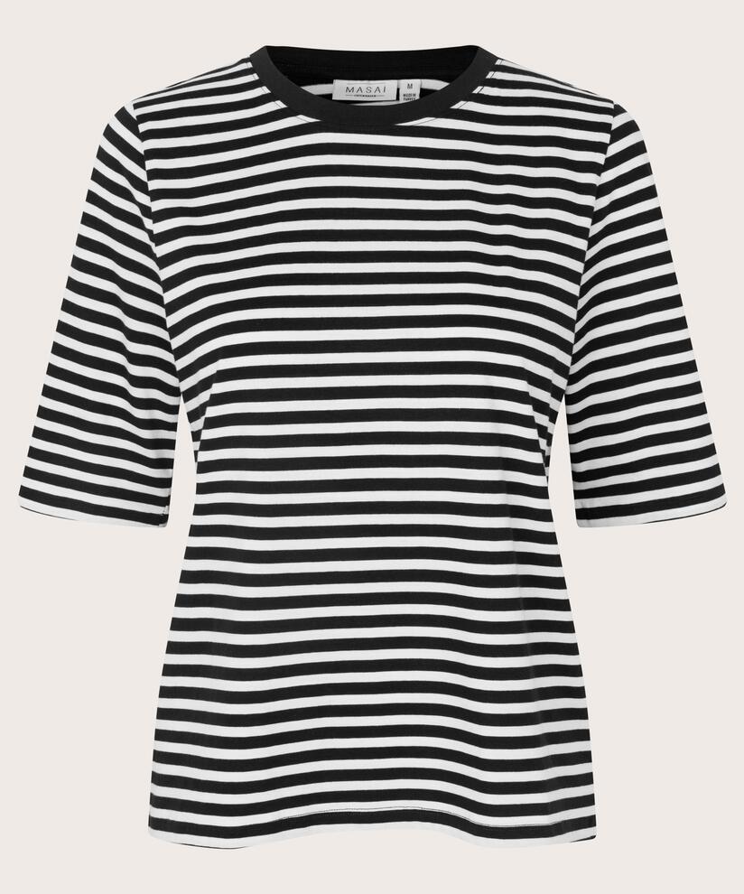 T-shirt à col rond et manches 1/2, Black