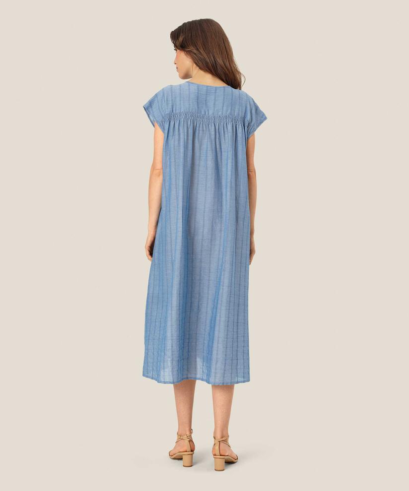 robe en coton boutonnée avec poches décoratives, Nebulas Blue
