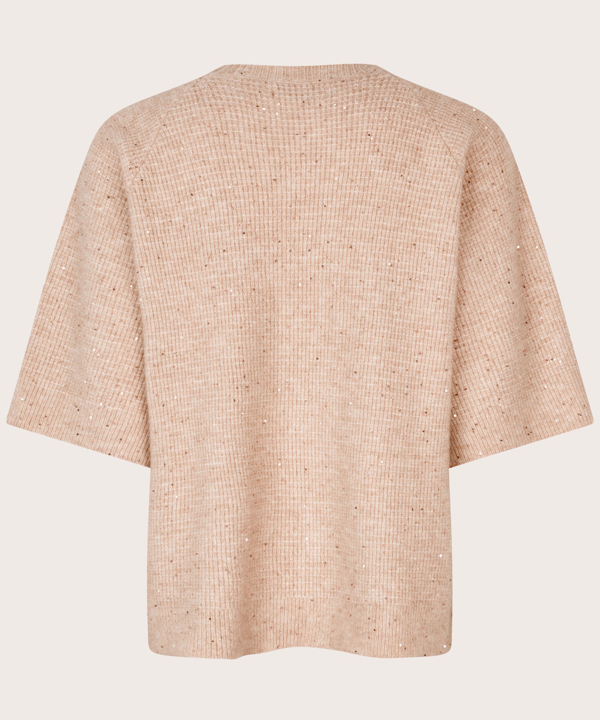 pull à manches courtes en laine mélangée avec paillettes, Bisquit