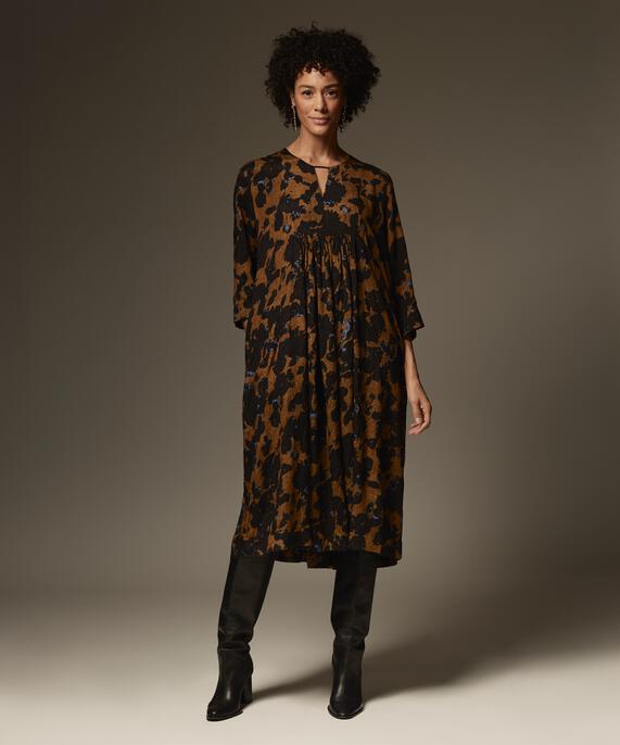 robe en viscose à plis et poches fendues, Breen