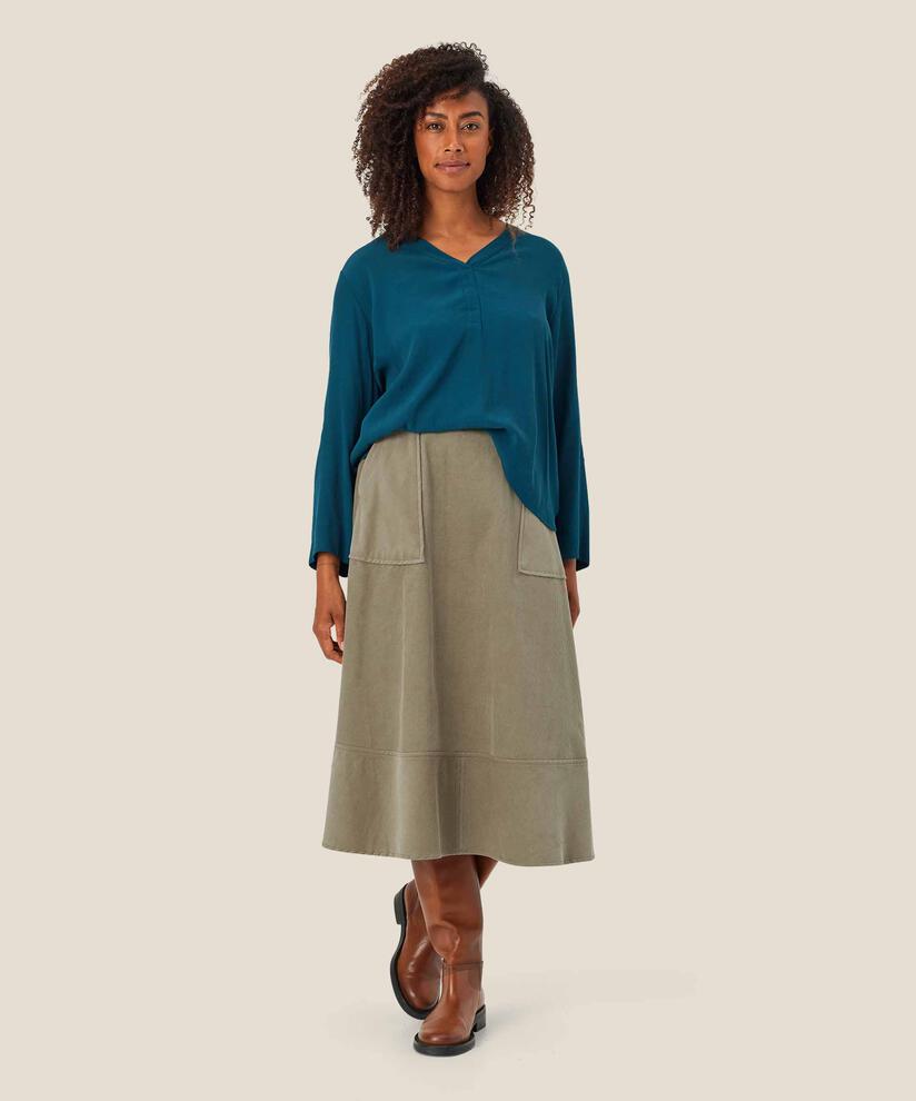 Blouse En Viscose À Col V, Reflect Pond