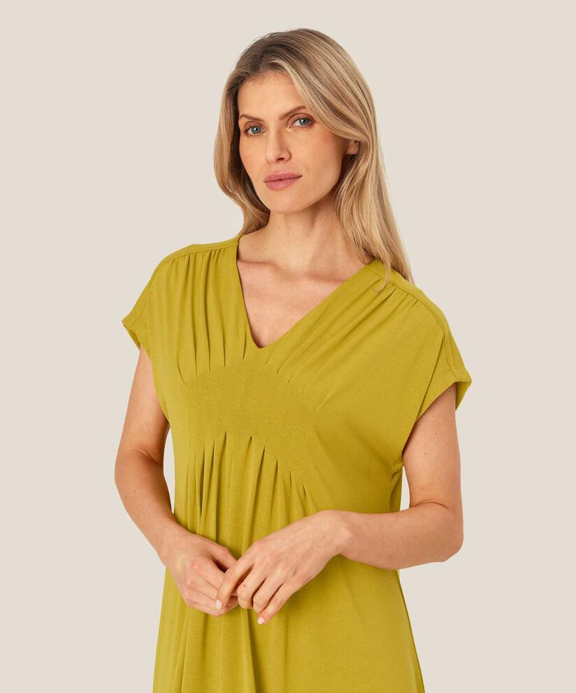 robe en jersey à manches courtes avec plis féminins, Burnish Gold