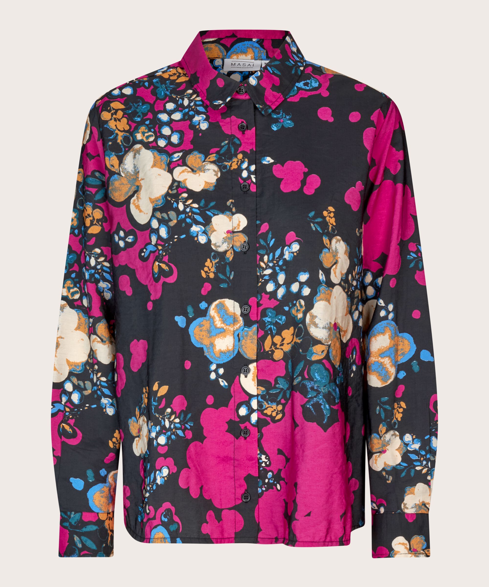 chemise en viscose imprimée avec plis au dos, Fuchsia Red