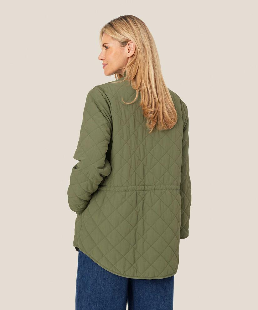 Veste matelassée avec détails côtelés et poches fendues, D. Lichen Green