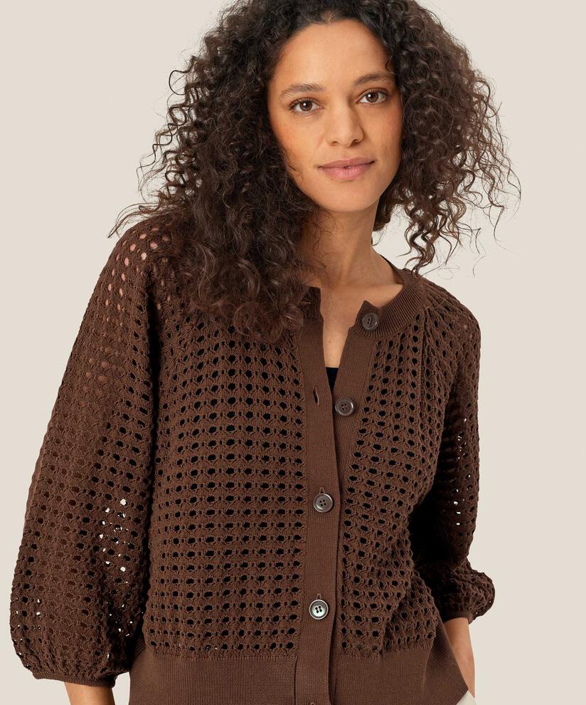 cardigan à trous avec manches 3/4, Chestnut