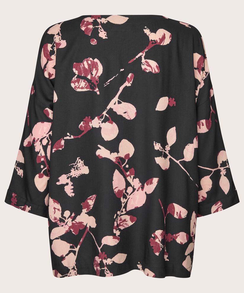 blouse en viscose imprimé à manches 3/4, Tawny Port