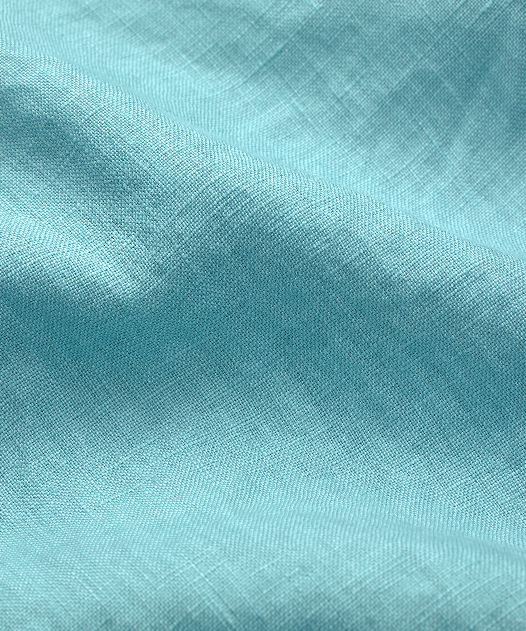 Short En Lin Avec Élastique Smocké Au Dos, Aqua