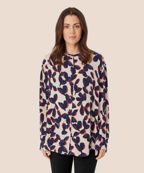 chemise en viscose à motif avec plis au dos, Umber