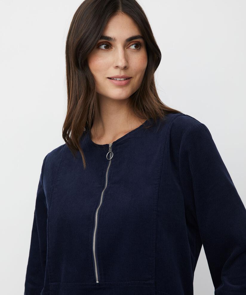 robe en velours avec fermeture éclair au col, Navy Blazer
