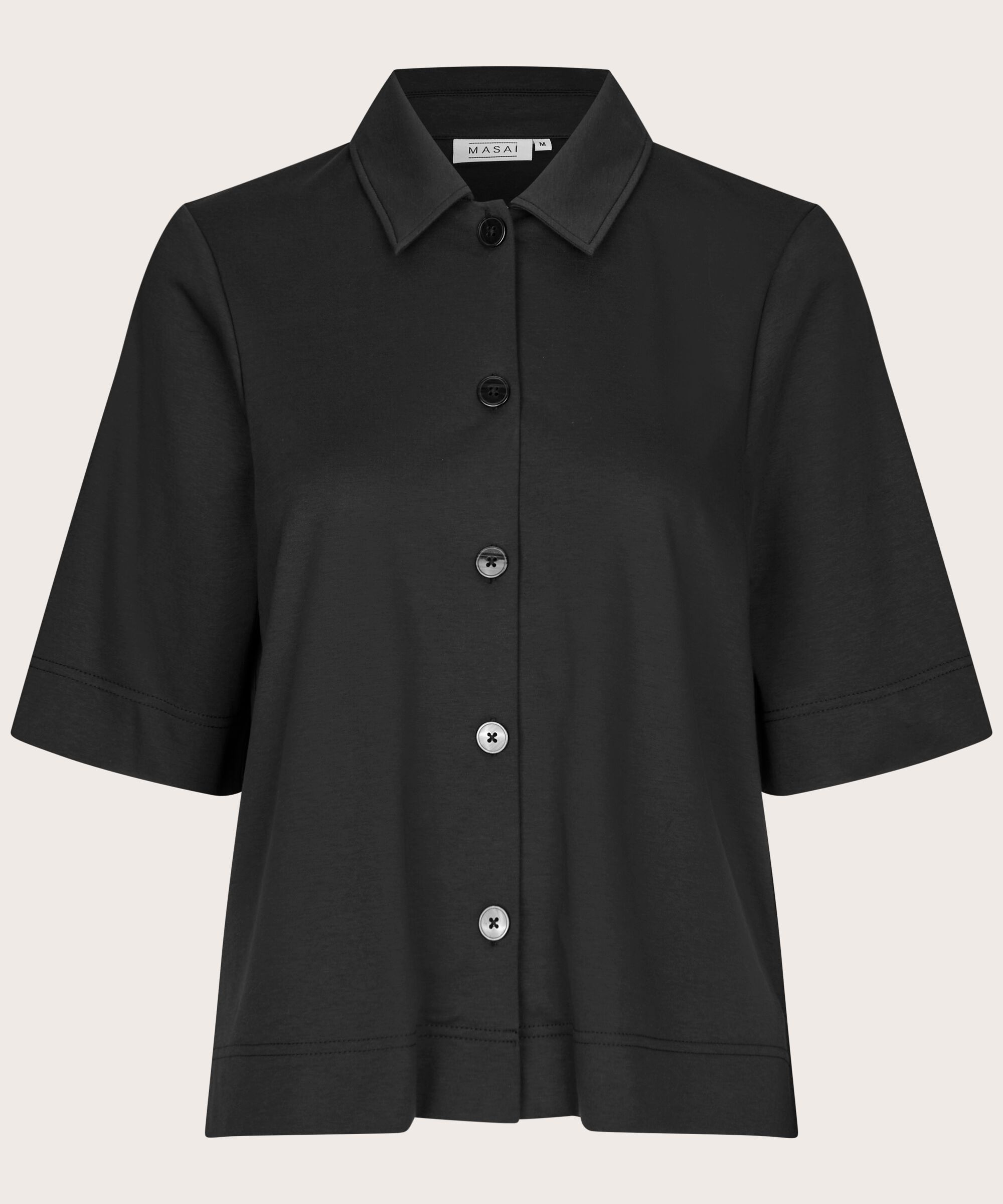 chemise en jersey avec dos en popeline, Black