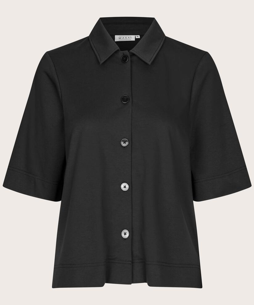 chemise en jersey avec dos en popeline, Black
