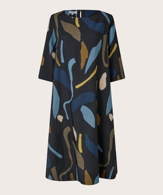 robe en viscose imprimée avec poches fendues, Proven Blue