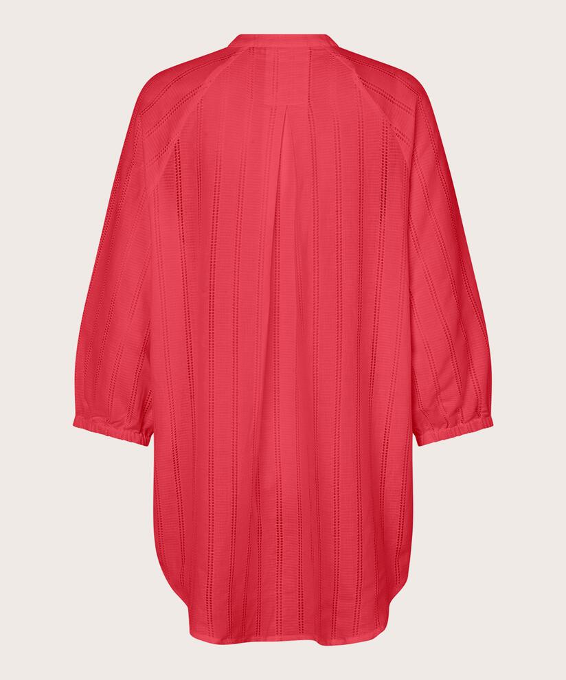 chemise en coton avec motif troué discret et manches 3/4, Hibiscus