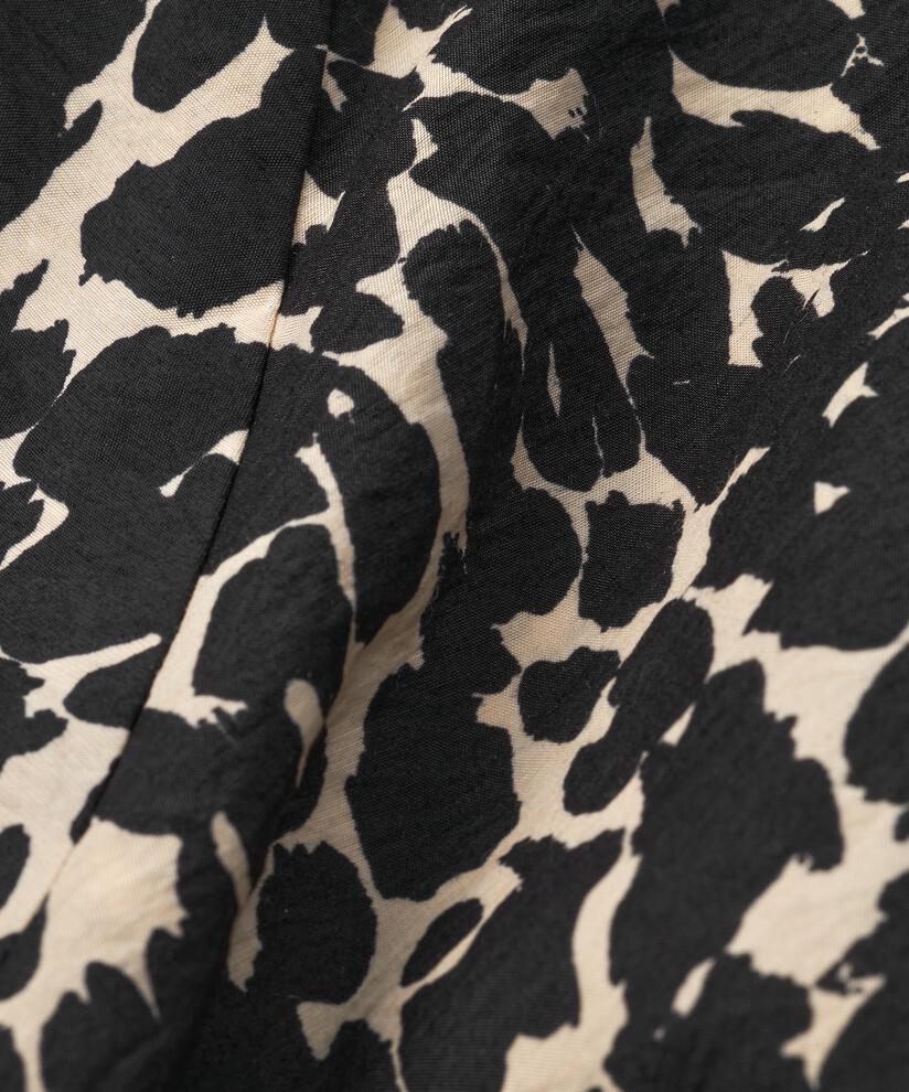 robe en viscose à motif avec fente au col et poches fendues, Black