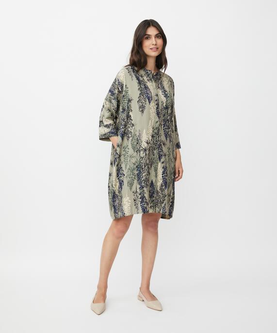 Robe Chemise À Motif En Viscose, Seagrass