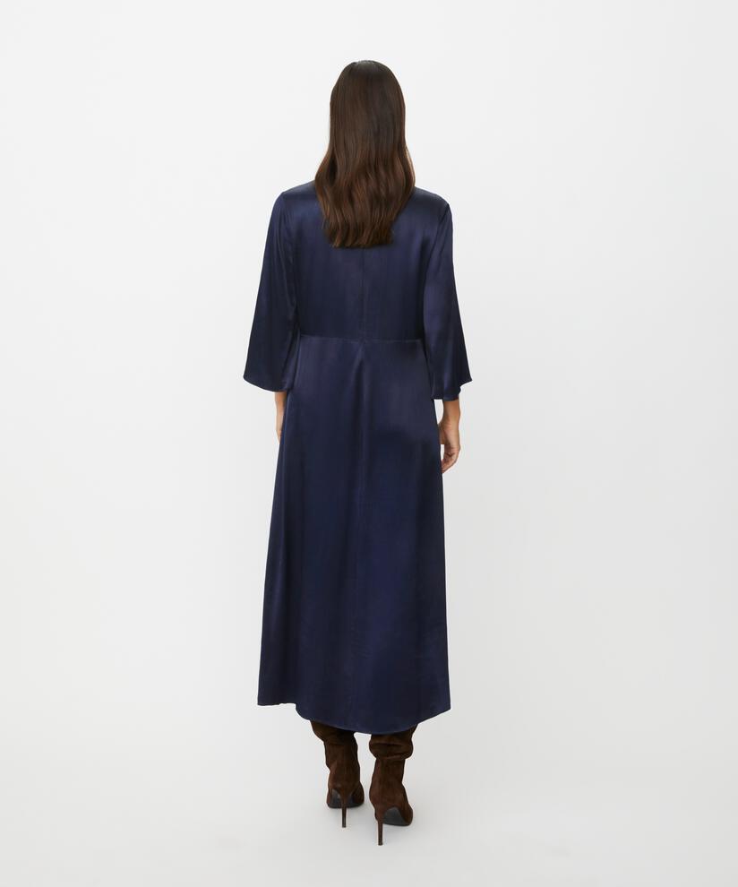 robe en viscose brillante avec détail nœud, Navy Blazer