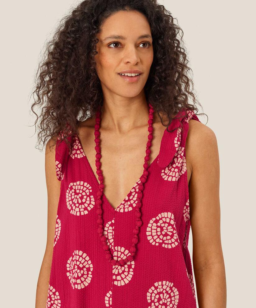 collier avec perles recouvertes de tissu, Mars Red