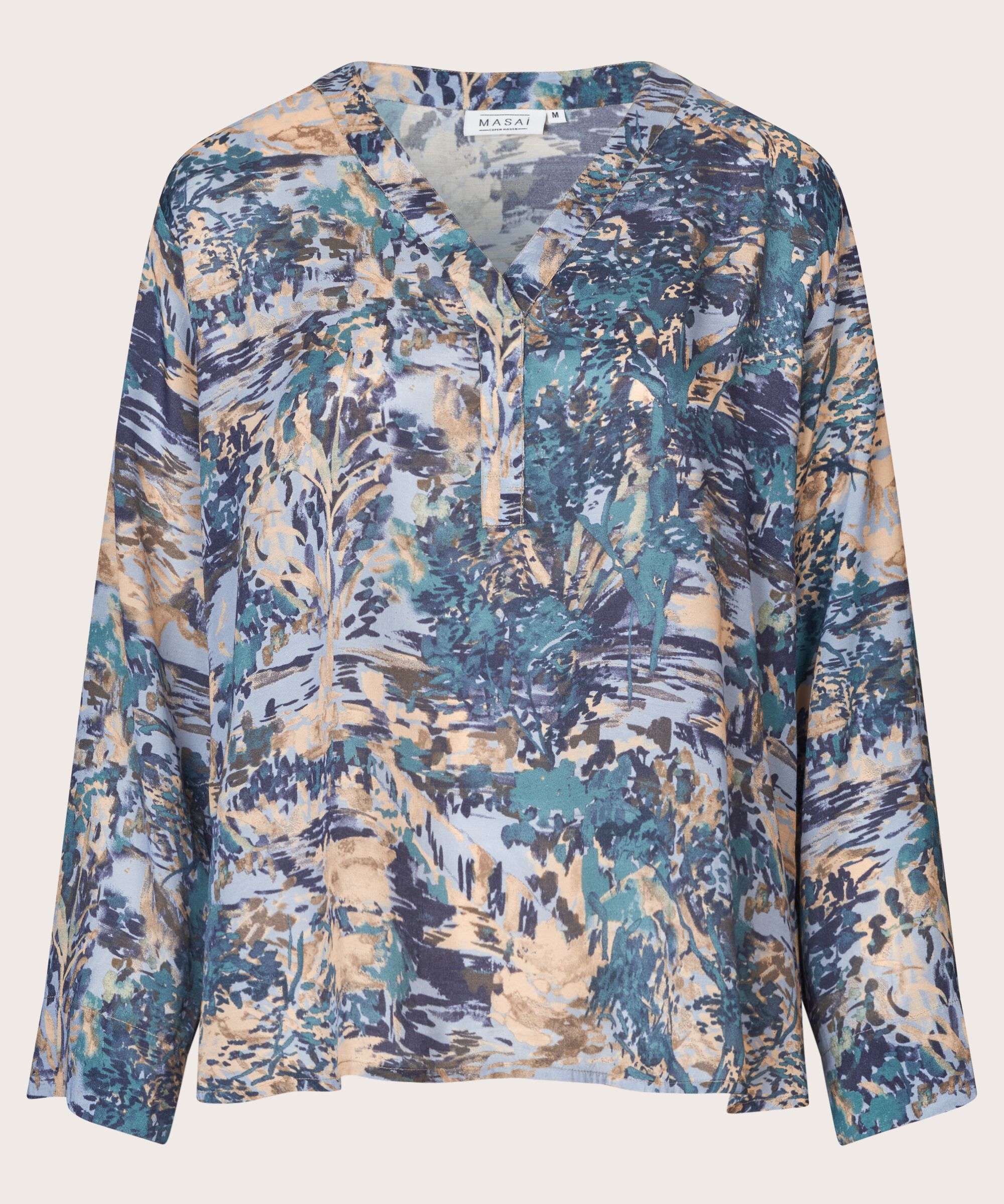 Blouse en viscose à col V, Teal