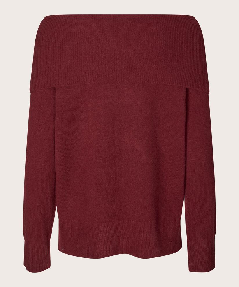 pull en tricot à épaules dénudées avec bords côtelés, Tawny Port