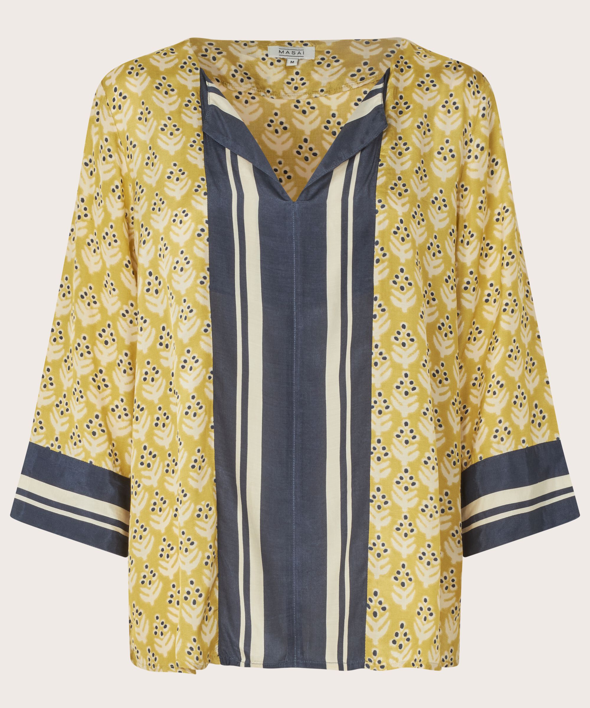 blouse en viscose imprimée avec fente au cou, Burnish Gold