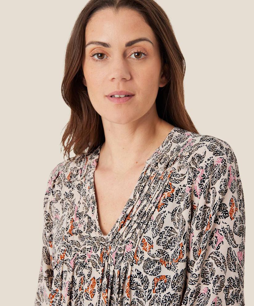 Blouse En Viscose Avec Col En V Et Mollet, Sea Turtle