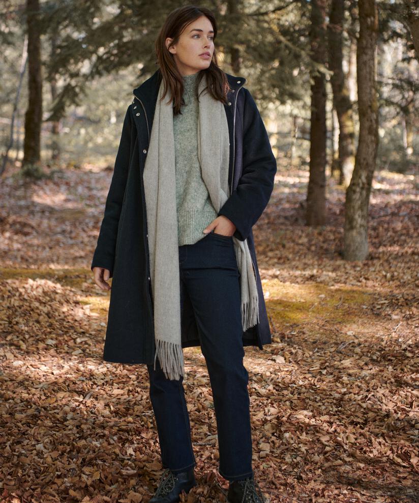 grande écharpe en laine à franges, L. Grey mel.