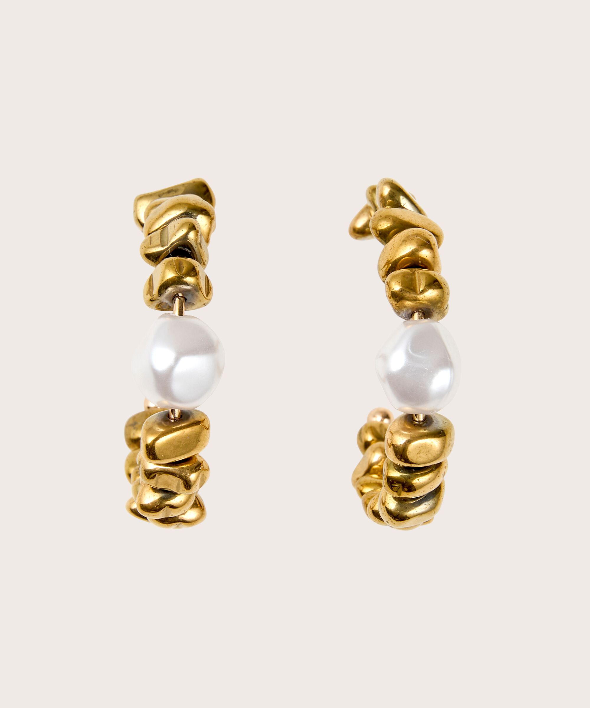 boucles d'oreilles avec perles dorées, Gold