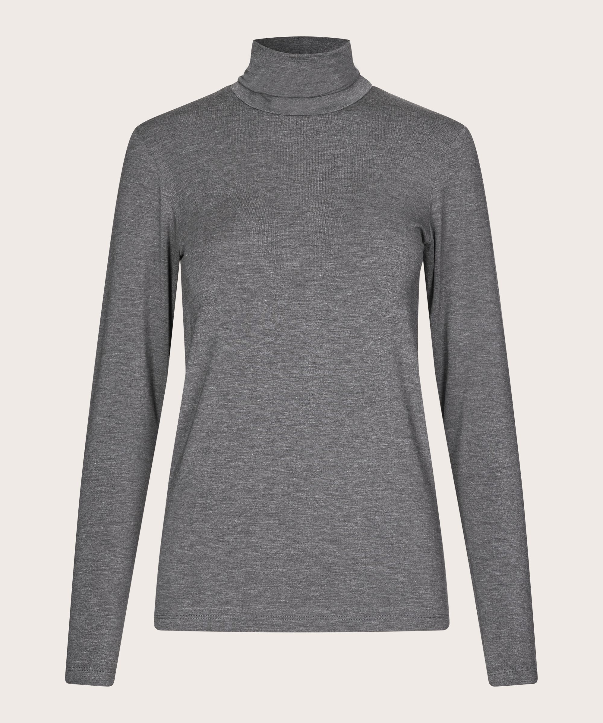 Blouse À Col Roulé En Jersey Doux, D. Grey mel.