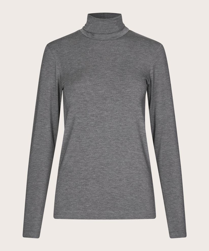 Blouse À Col Roulé En Jersey Doux, D. Grey mel.