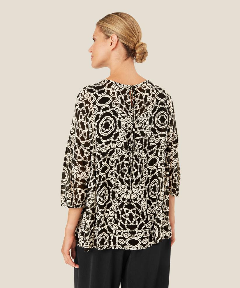 blouse à motifs en viscose légère transparente, Black