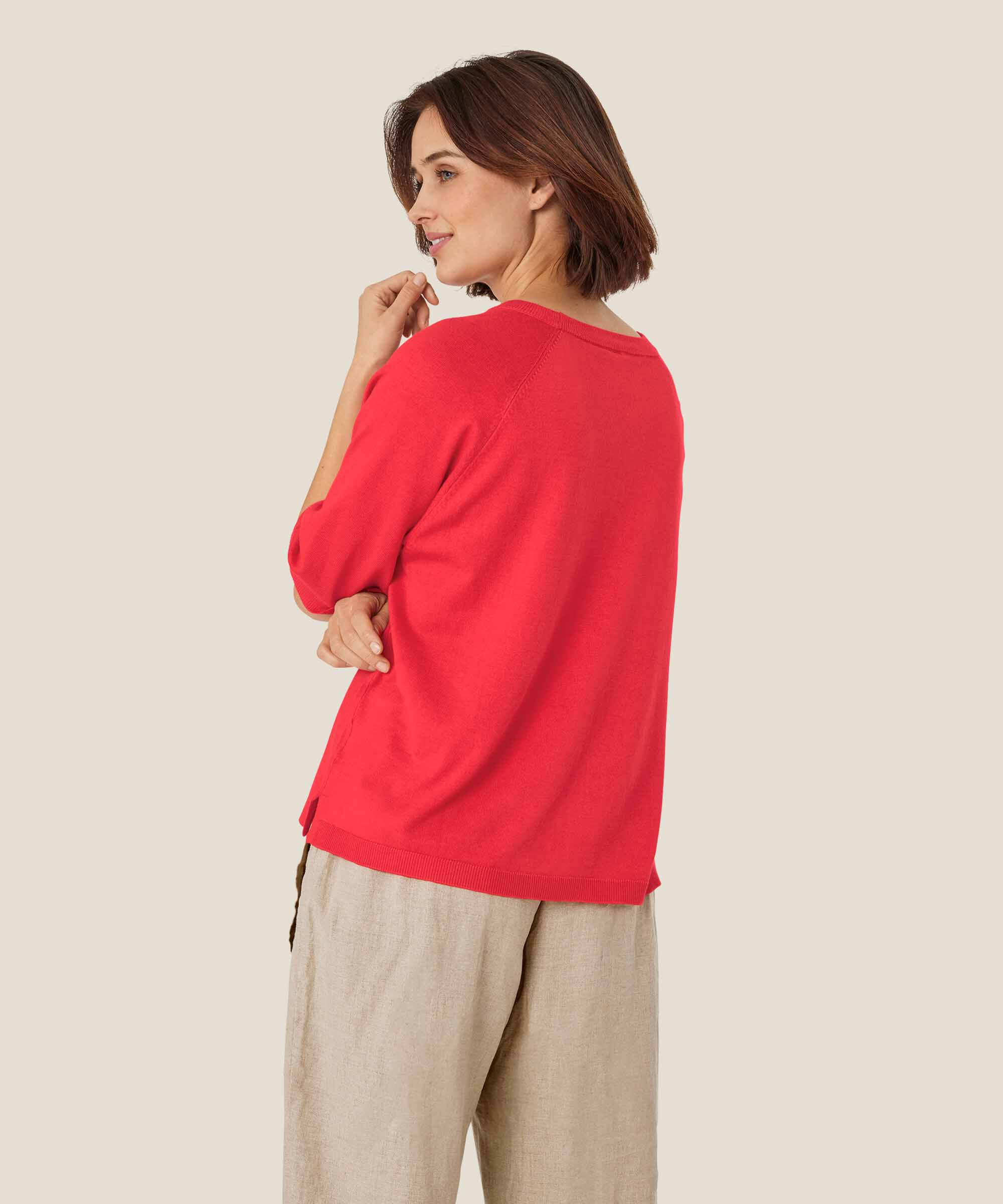 pull en maille à manches courtes et col rond, Hibiscus