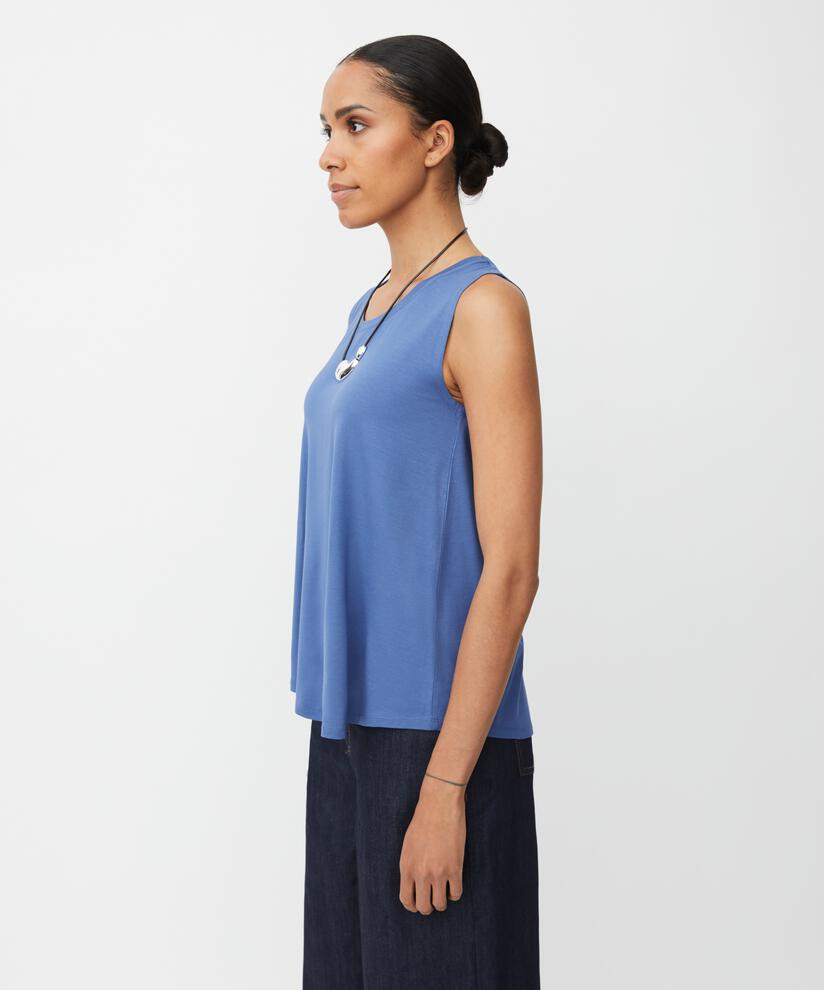 Top En Jersey Sans Manches À Col Rond, Bijou Blue