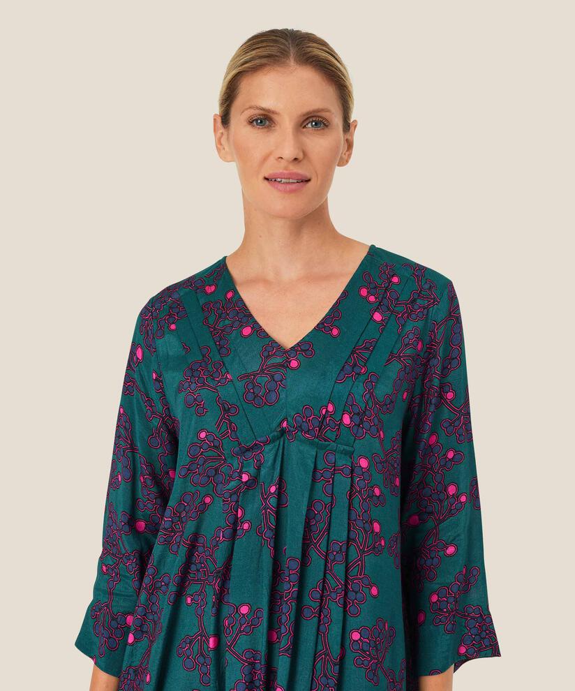 robe en viscose imprimée avec col en V, Reflect Pond