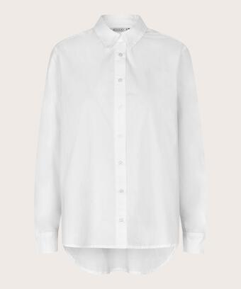 chemise en coton avec dos plus long, White