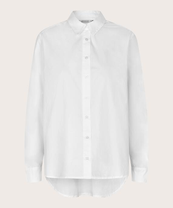 chemise en coton avec dos plus long, White
