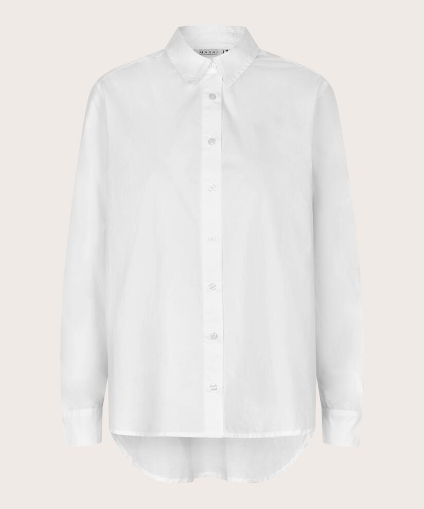 chemise en coton avec dos plus long, White