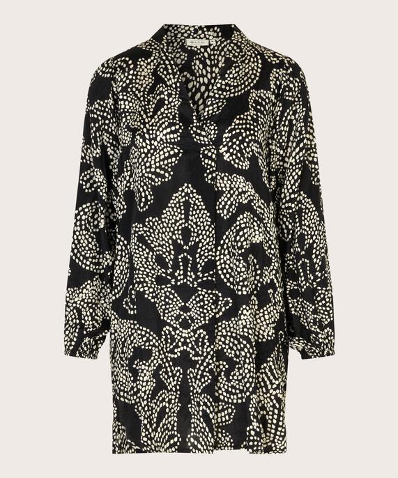 tunique effet portefeuille et manches 3/4, Black