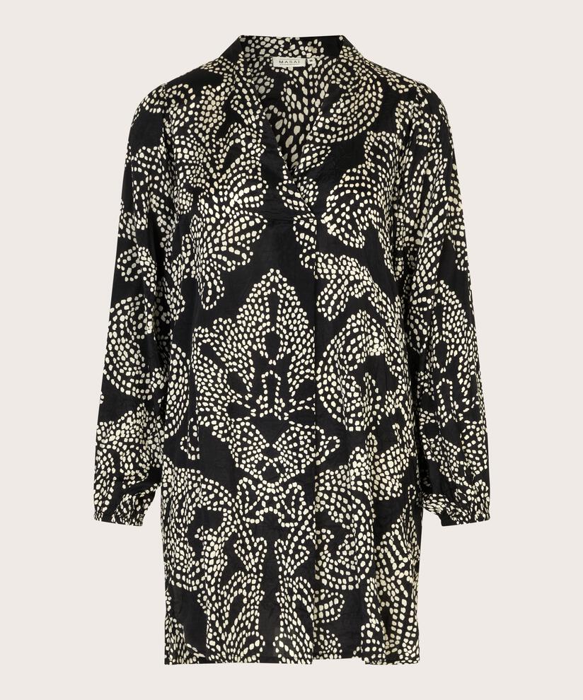 tunique effet portefeuille et manches 3/4, Black