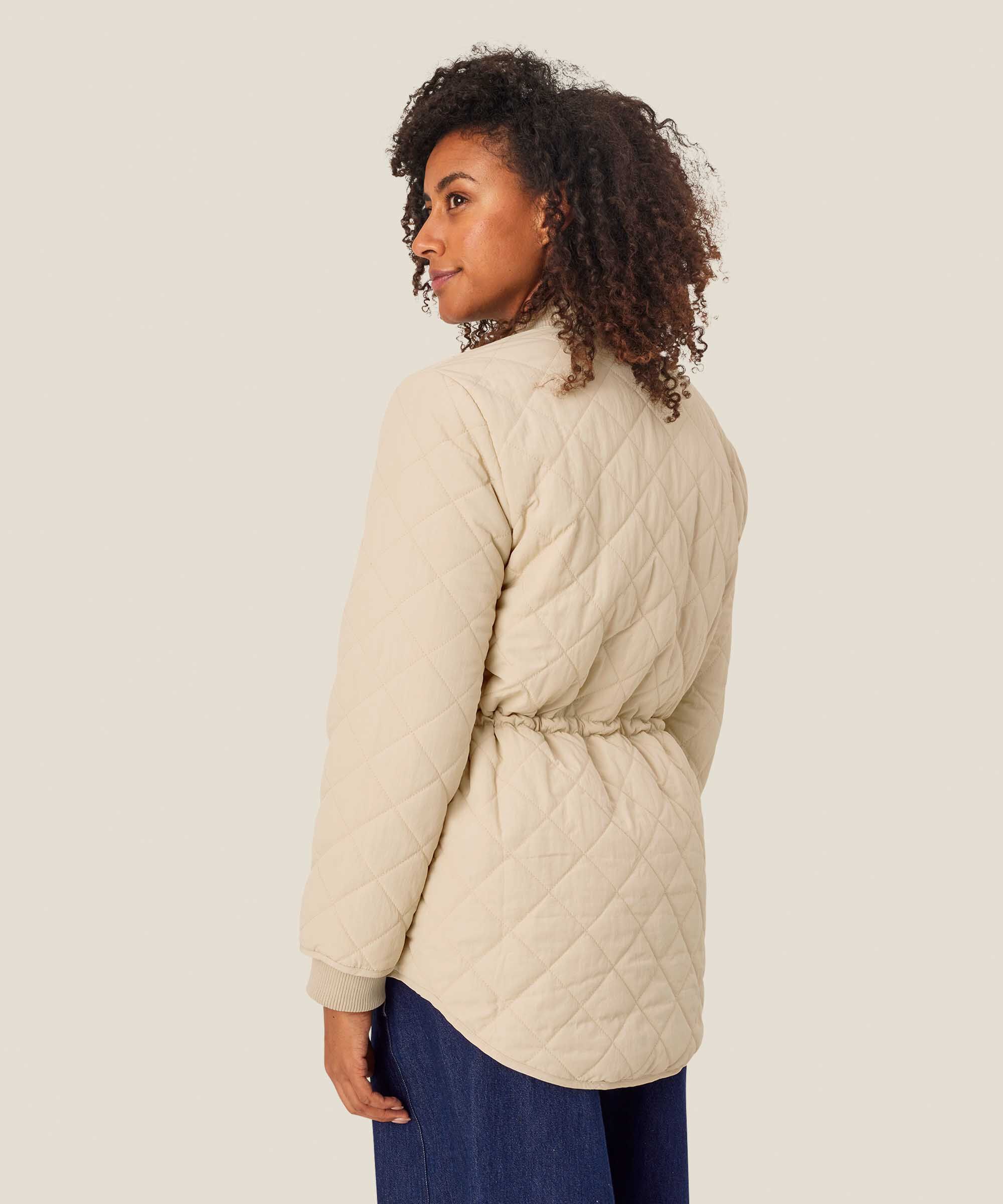 Veste matelassée avec détails côtelés et poches fendues, Oyster White