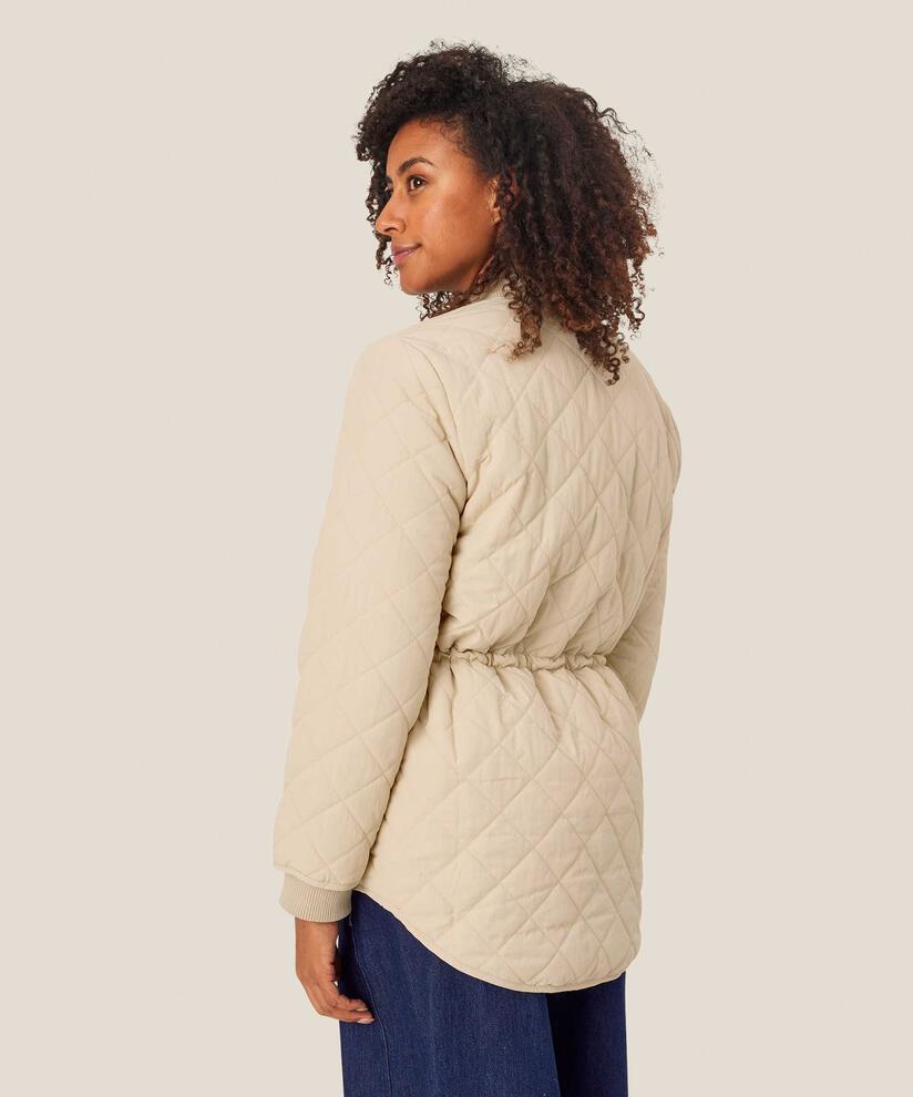 Veste matelassée avec détails côtelés et poches fendues, Oyster White