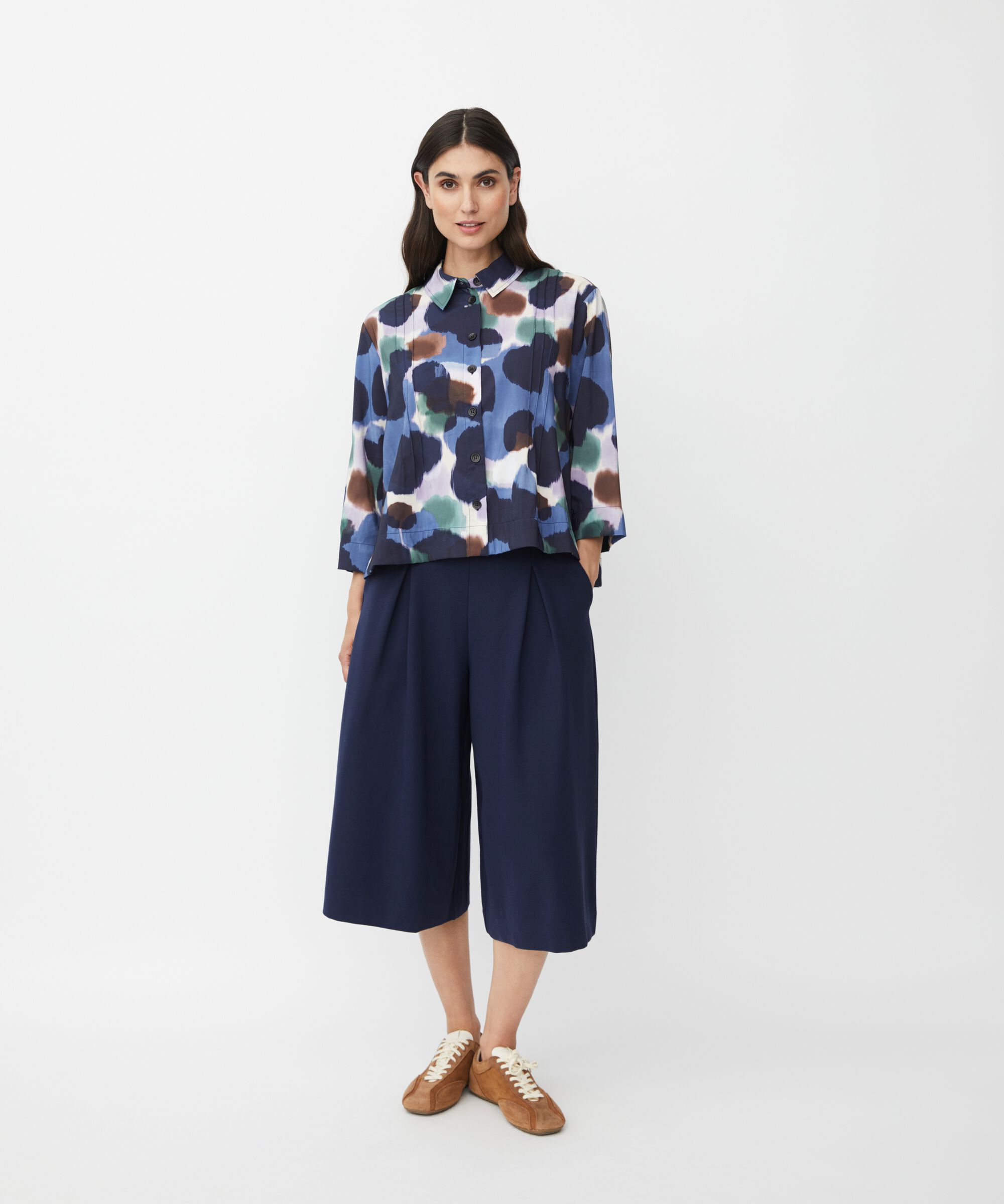 Pantalon En Jersey Avec Plis Sur Le Devant Et Zip Caché Sur Le Côté, Navy Blazer